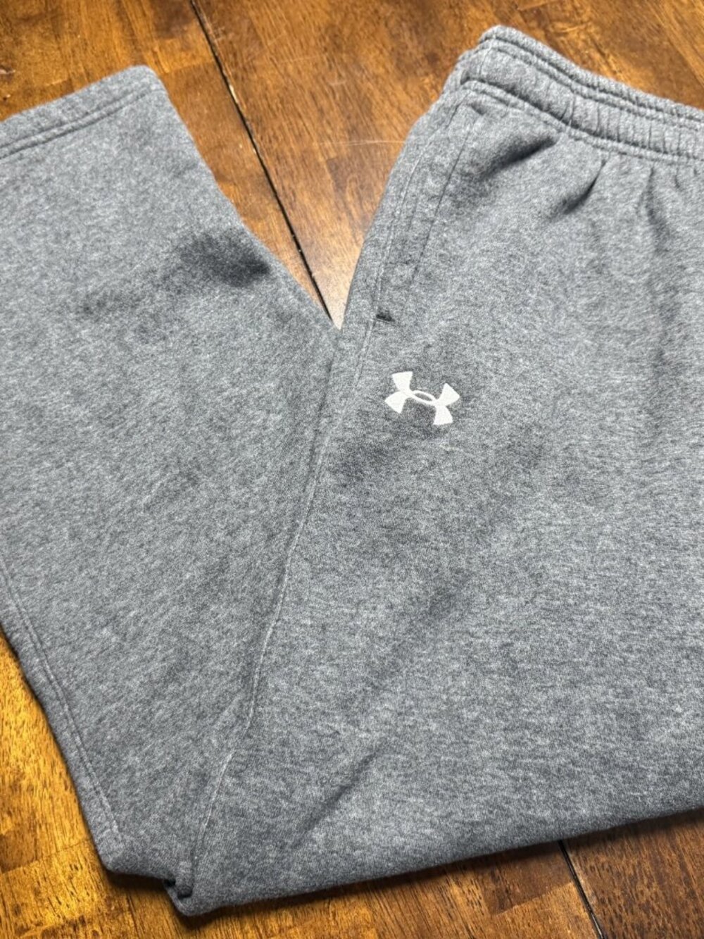 Under Armour Boys Sweatpants Medium Gray Coldgear Loose Fleece Pants Pockets